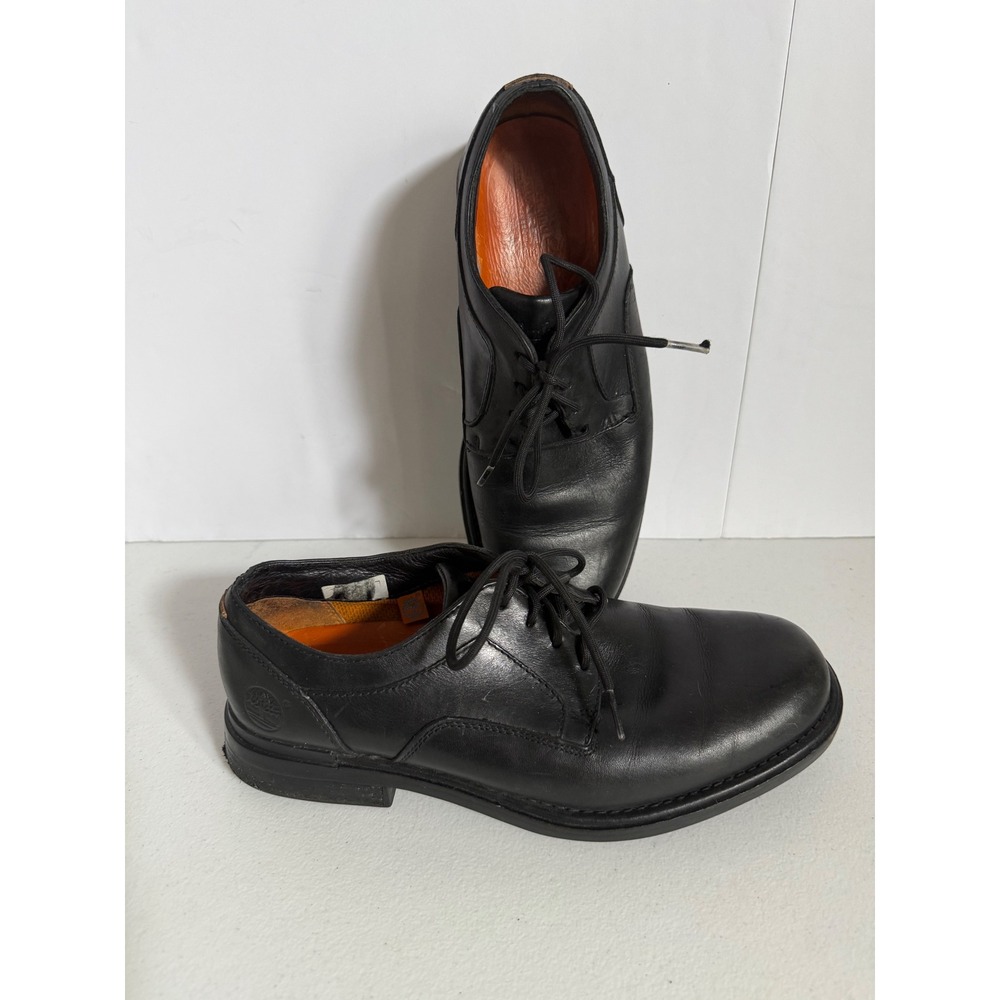 Timberland Mens Black Leather Waterproof Oxford Dress Shoes Lace Up Size 9.5